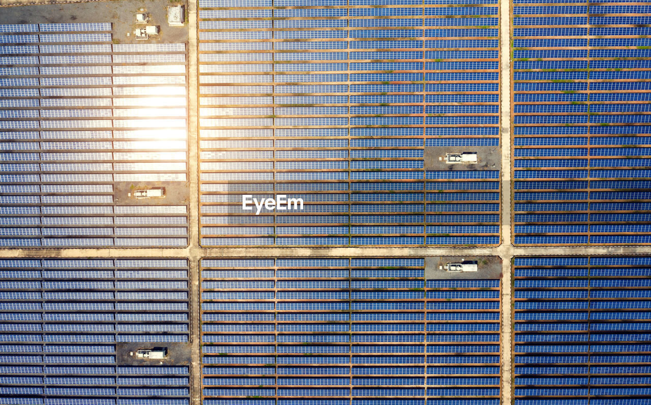 Solar cell energy farm. high angle view of solar panels on an energy farm. 