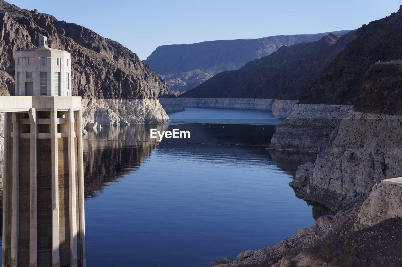 SCENIC VIEW OF LAKE AGAINST MOUNTAIN RANGE