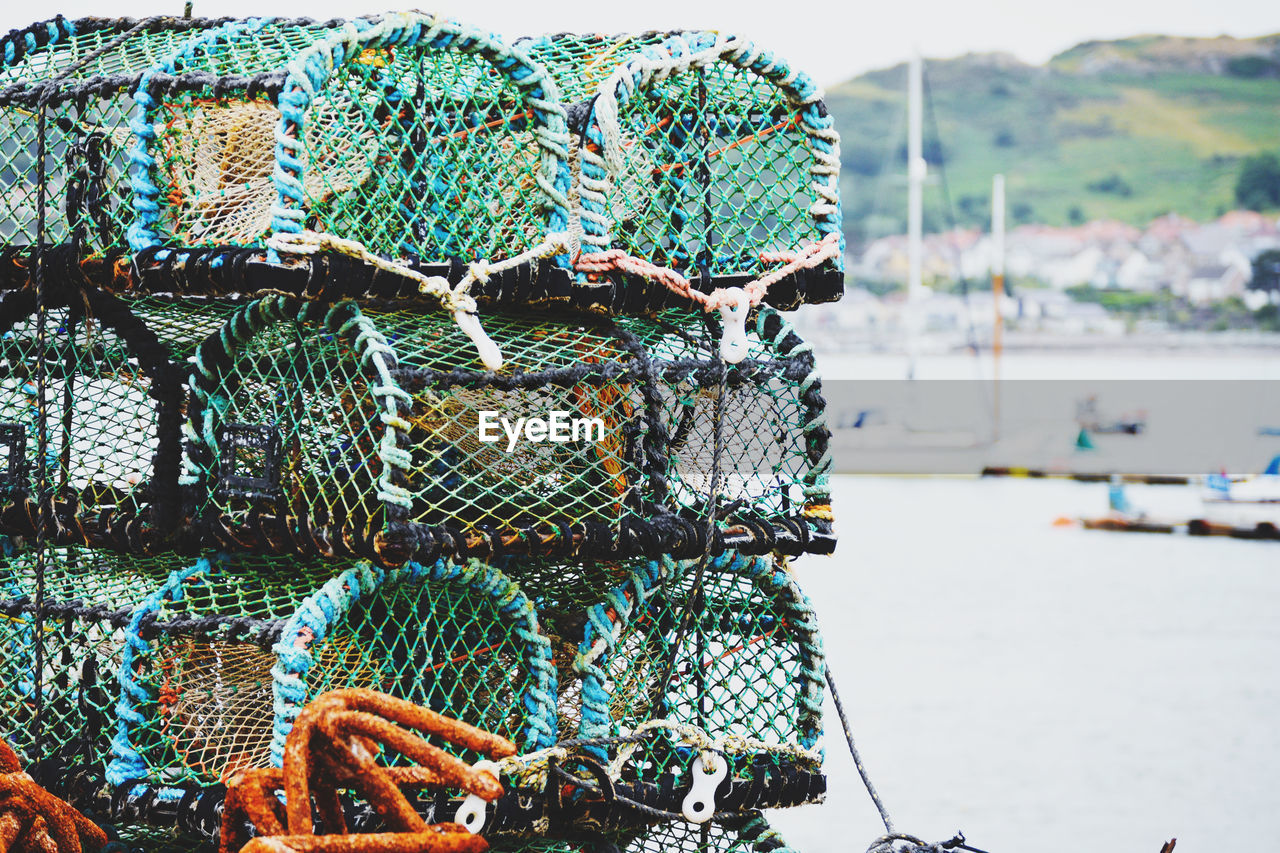 Crab baskets on the quay