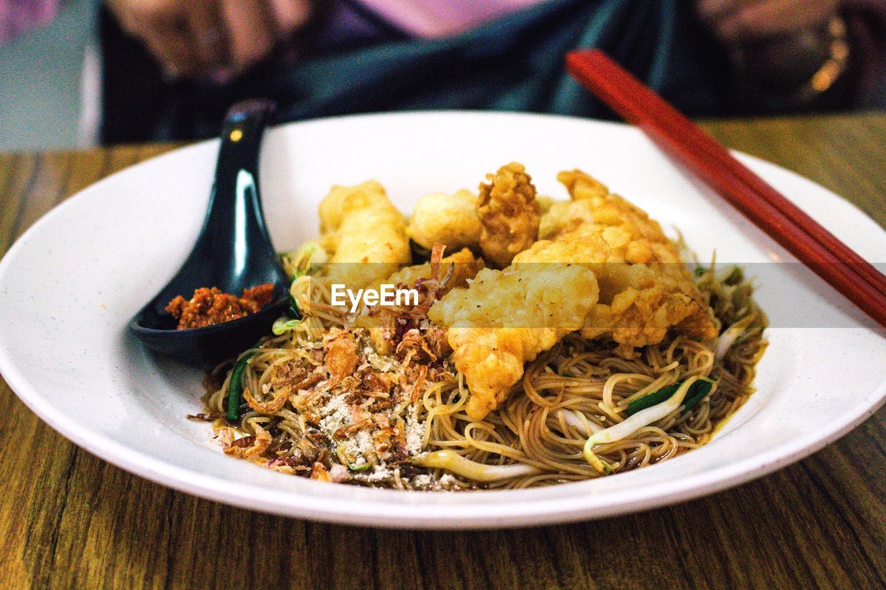 Close-up of food served in plate