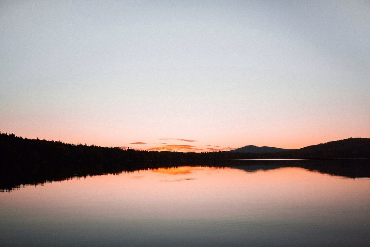 View of lake at sunset