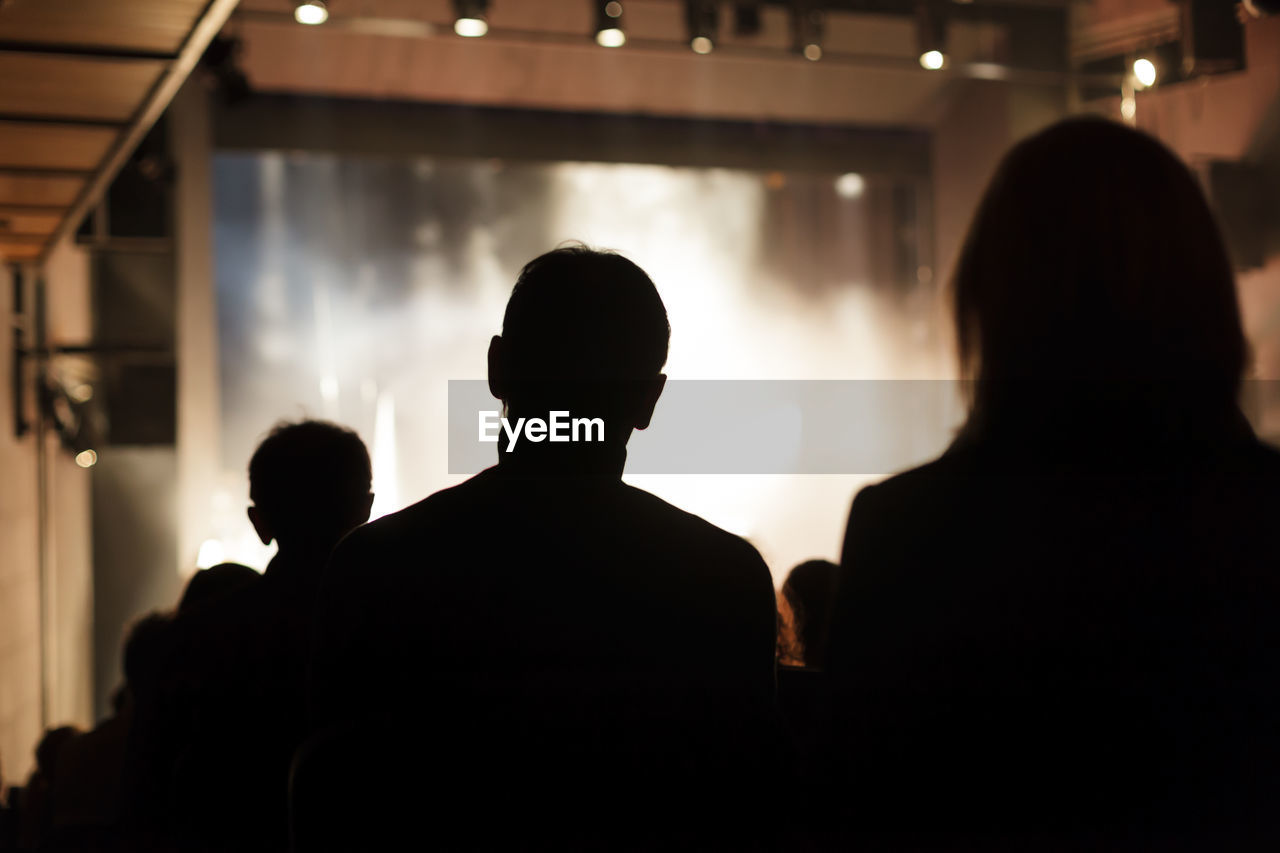 Rear view silhouette of people at music concert