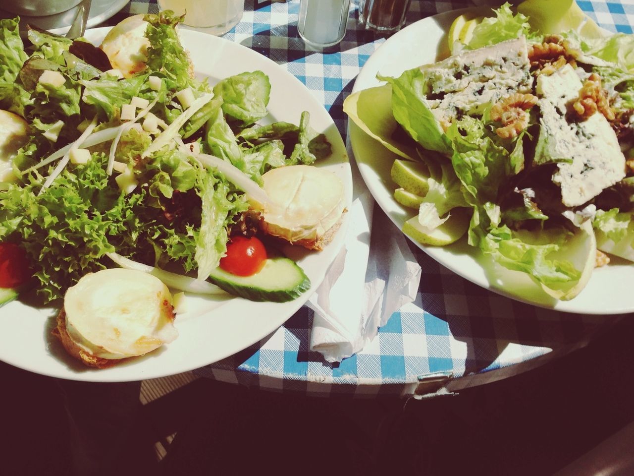 Vegetable salad served in plates