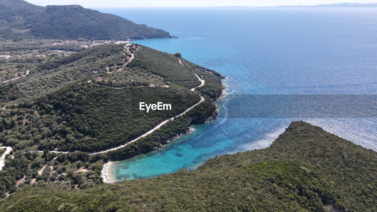 HIGH ANGLE VIEW OF SEA AND LAND