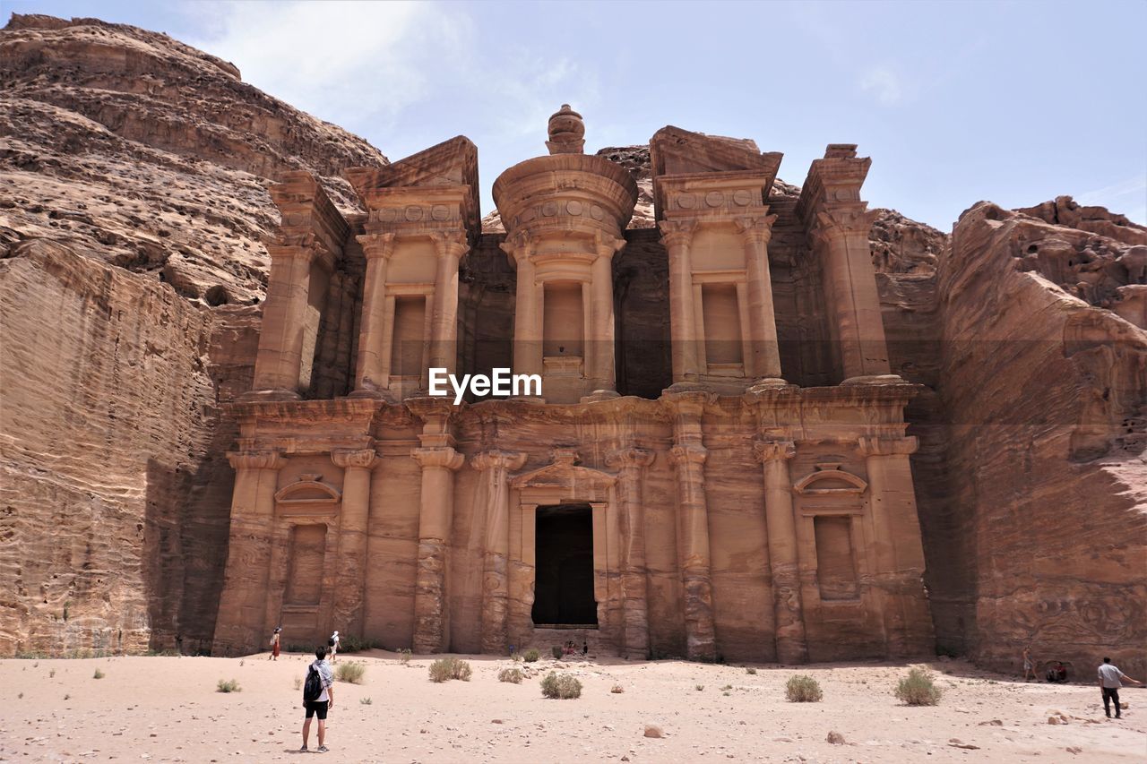 Petra people in front of historical building