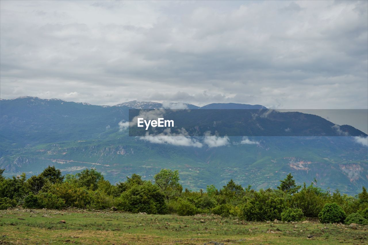 Scenic view of mountains against sky