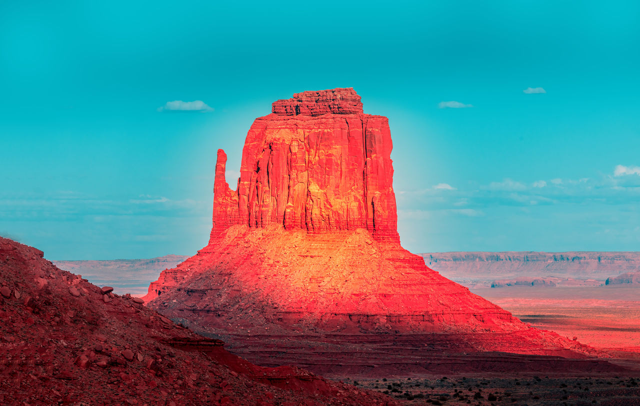 Monument valley edit in red and turquoise