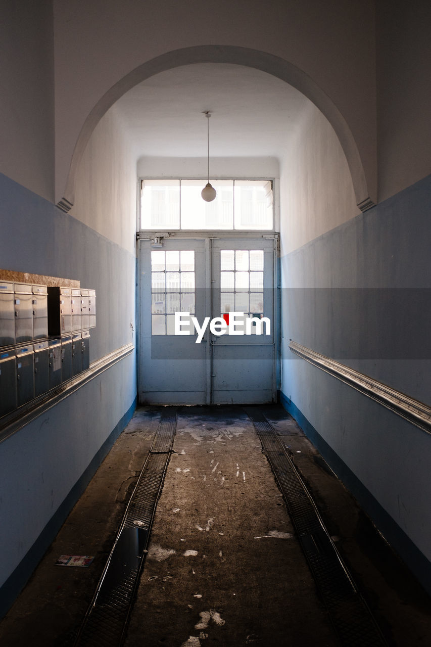 Empty corridor in historic berlin apartment building