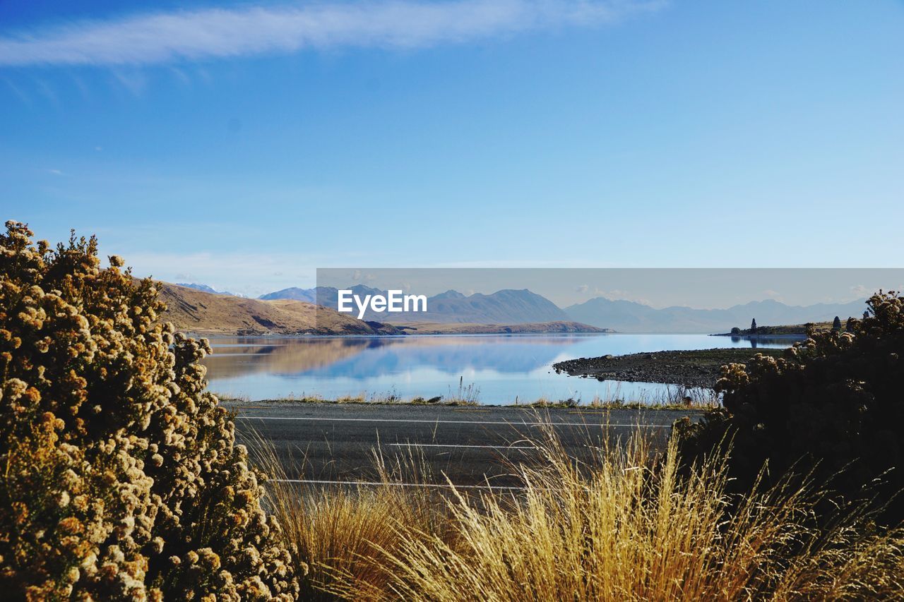 Scenic view of lake against sky