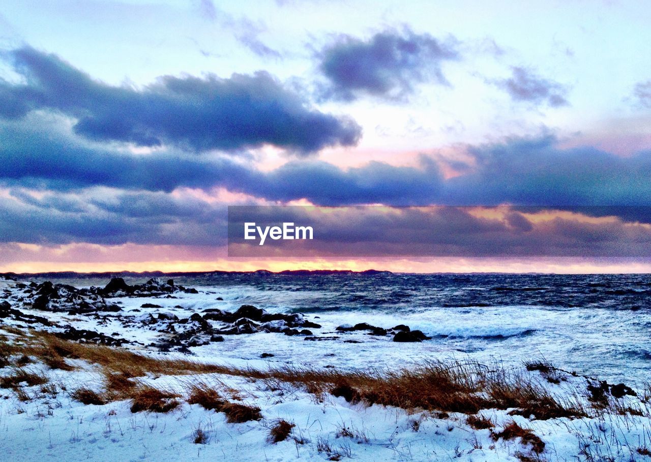 Scenic view of sea in winter
