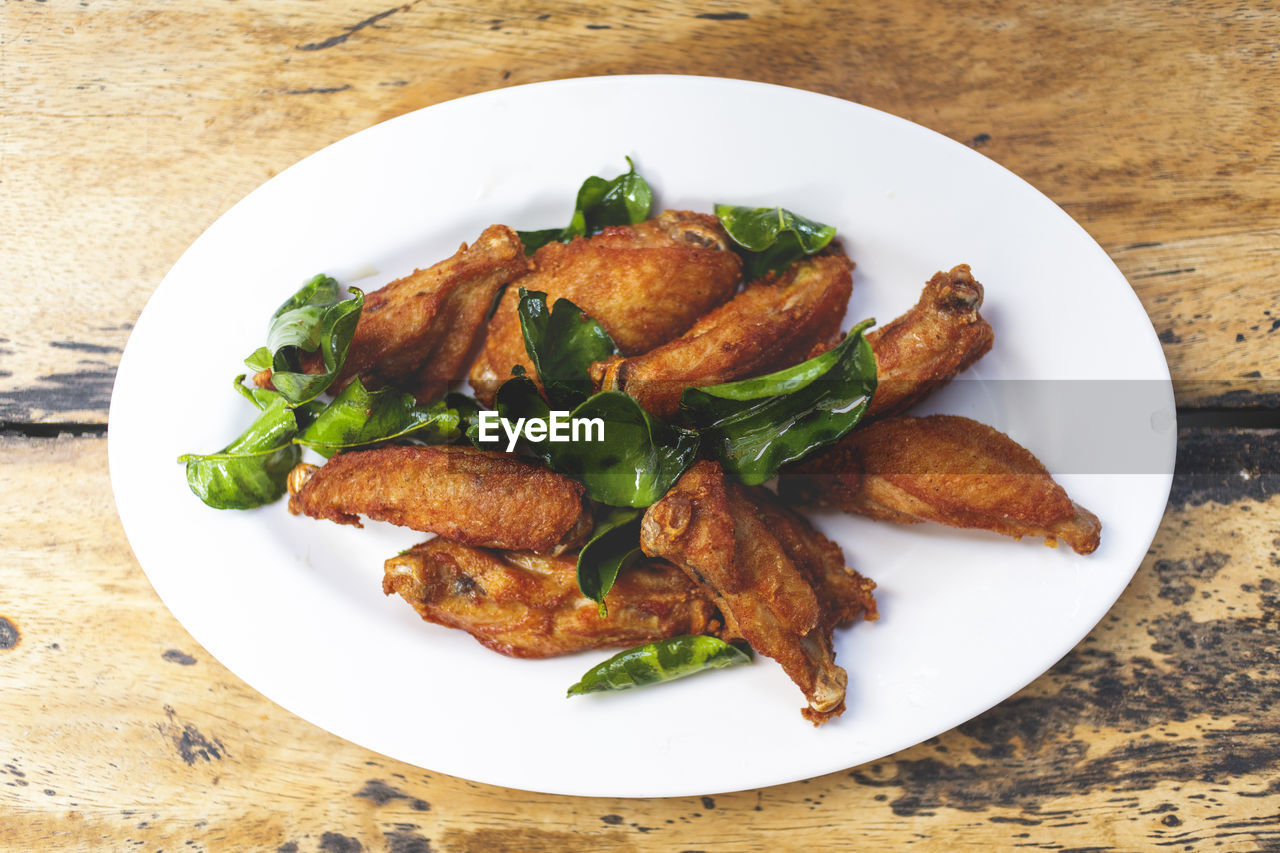 High angle view of meal served in plate