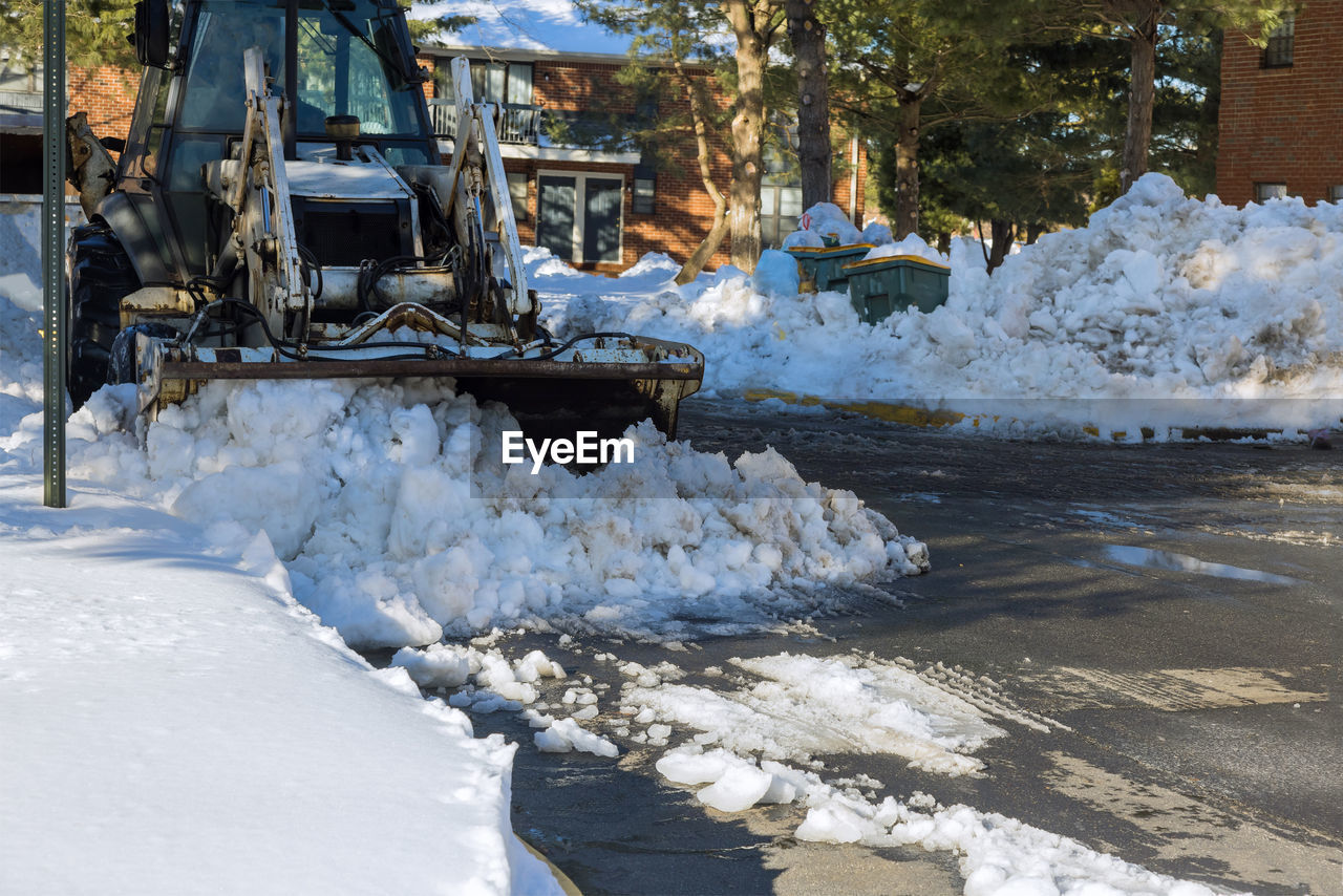 SNOW COVERED LAND AND FROZEN OUTDOORS