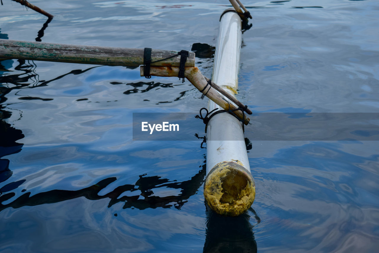 HIGH ANGLE VIEW OF CHAIN ON LAKE