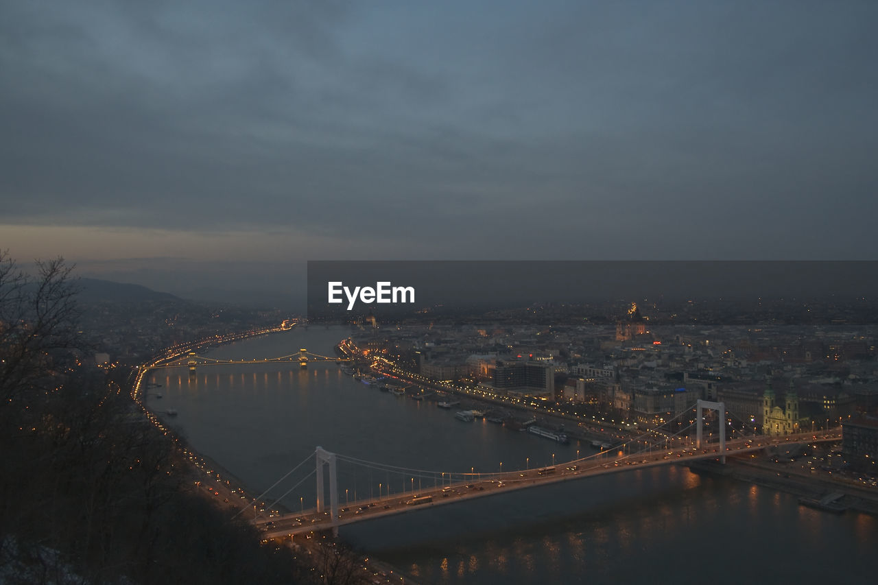 Budapest, hungary in winter sunset.