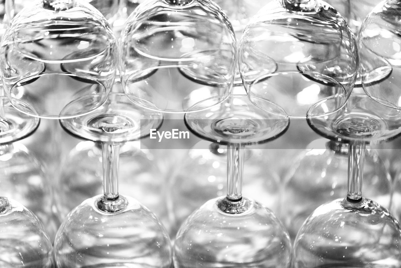 Upside down image of wineglasses