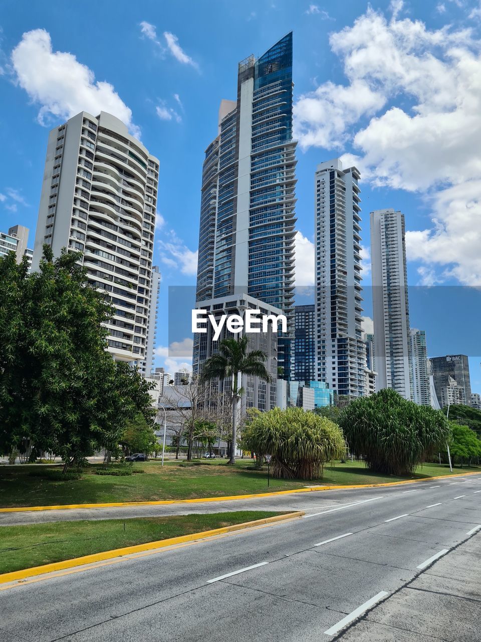 Low angle view of modern buildings against sky