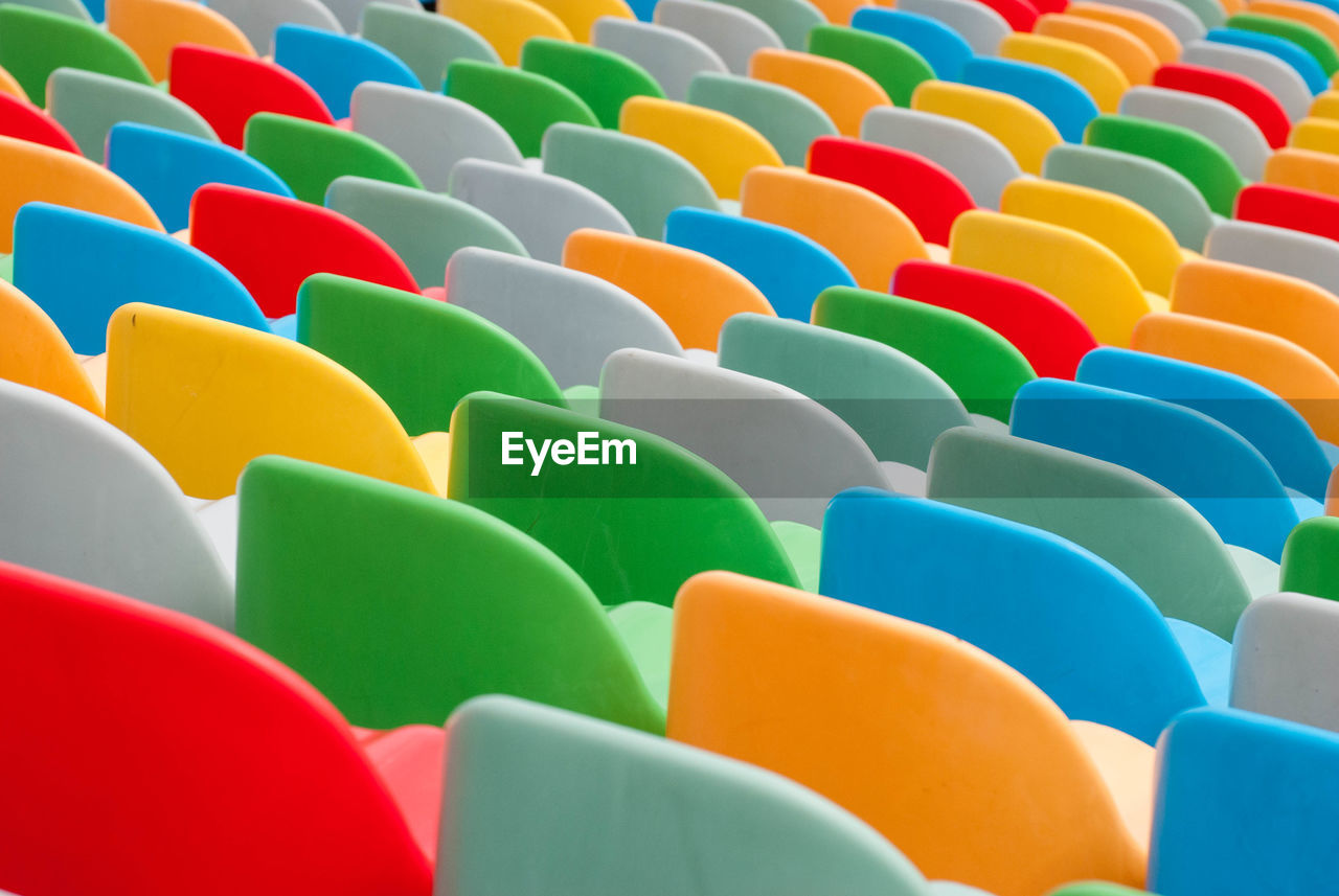 Full frame shot of multi colored chairs