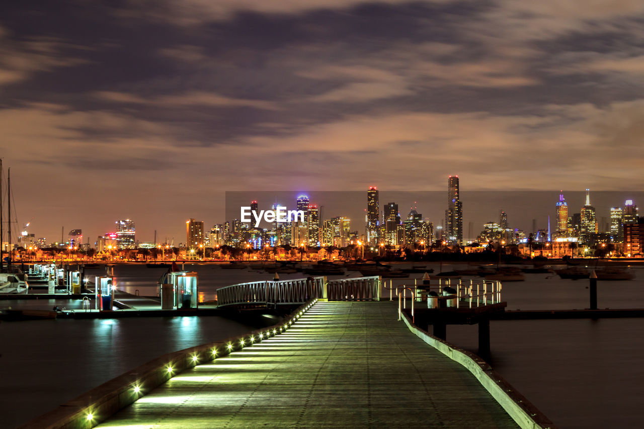 Illuminated city at night