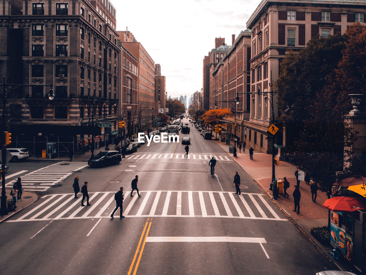 High angle view of city street