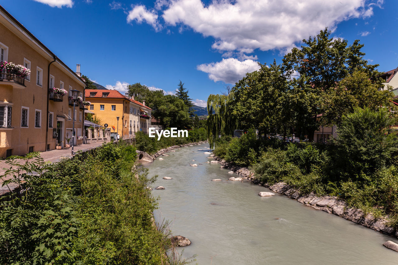 View of the rienz river flowing through brixen