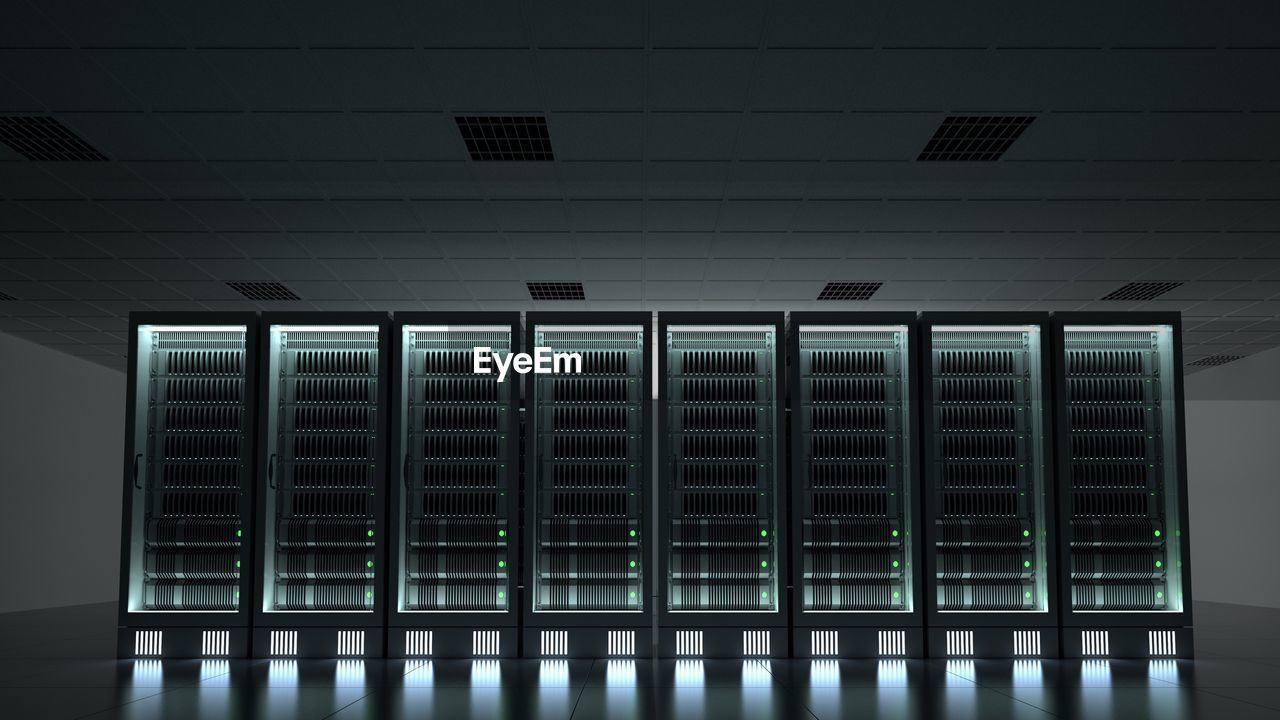 Illuminated server room
