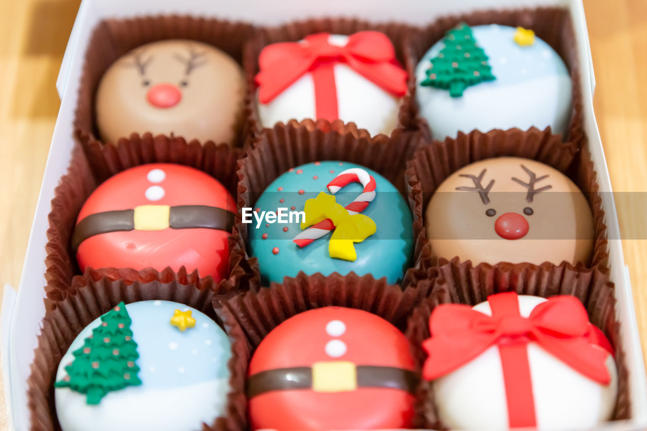 Close-up of christmas cupcakes
