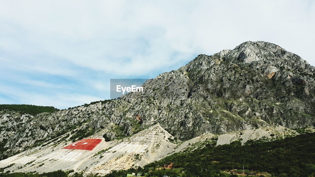 Turkish flag painted on cliff
