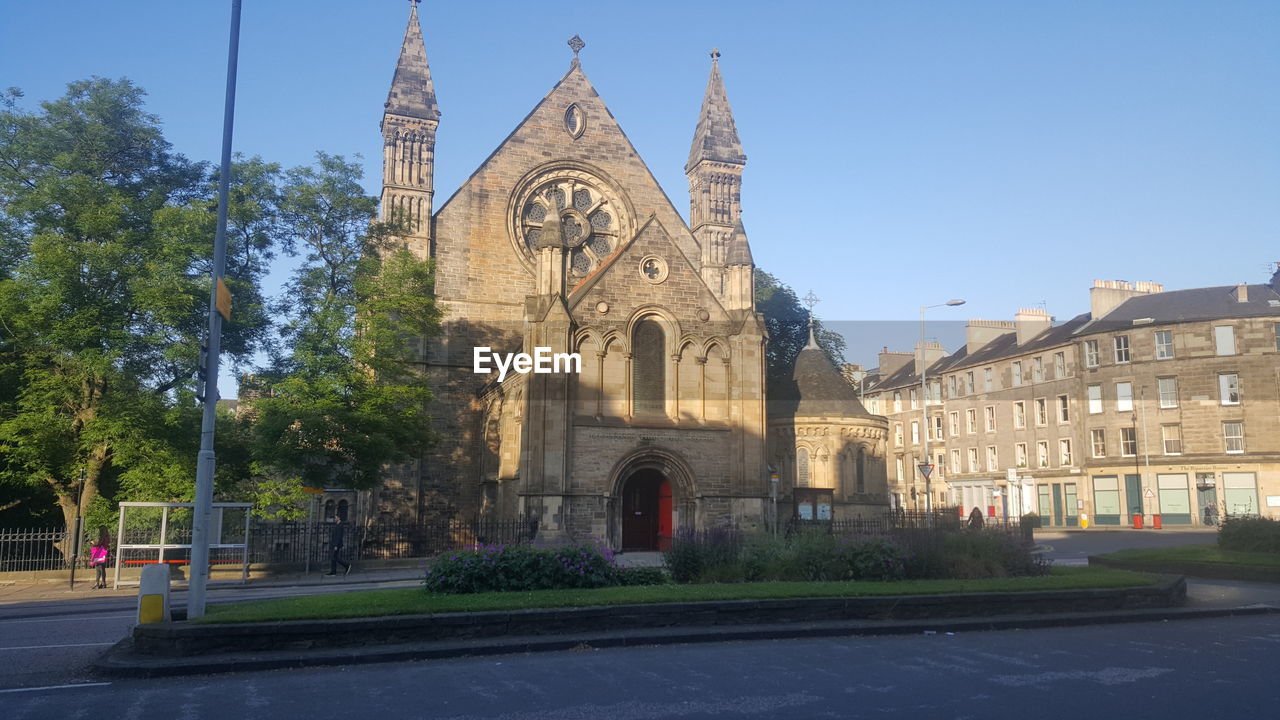 VIEW OF CHURCH AGAINST CLEAR SKY