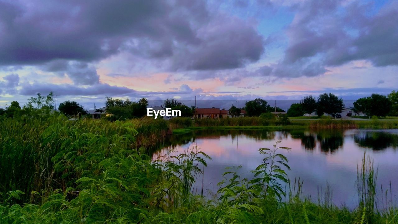 Scenic view of lake against sky