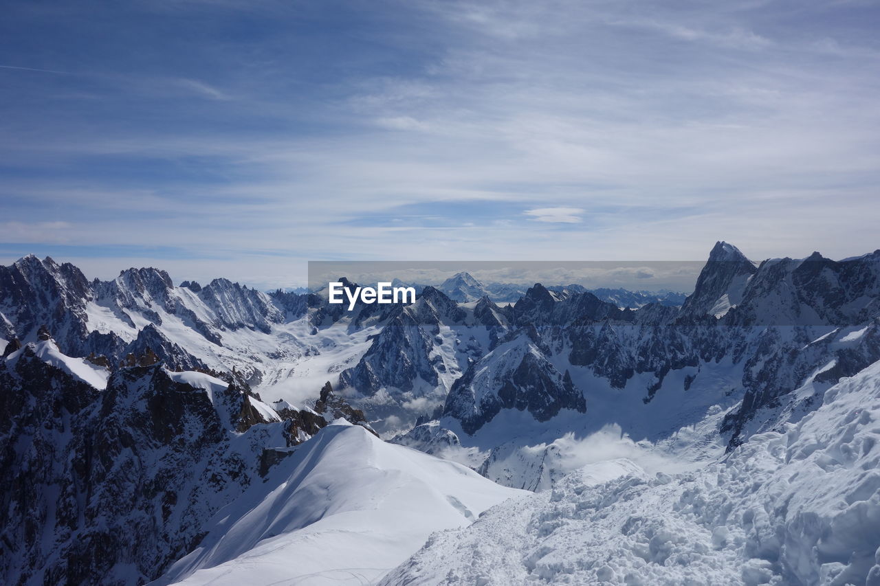 SNOW COVERED MOUNTAINS AGAINST SKY