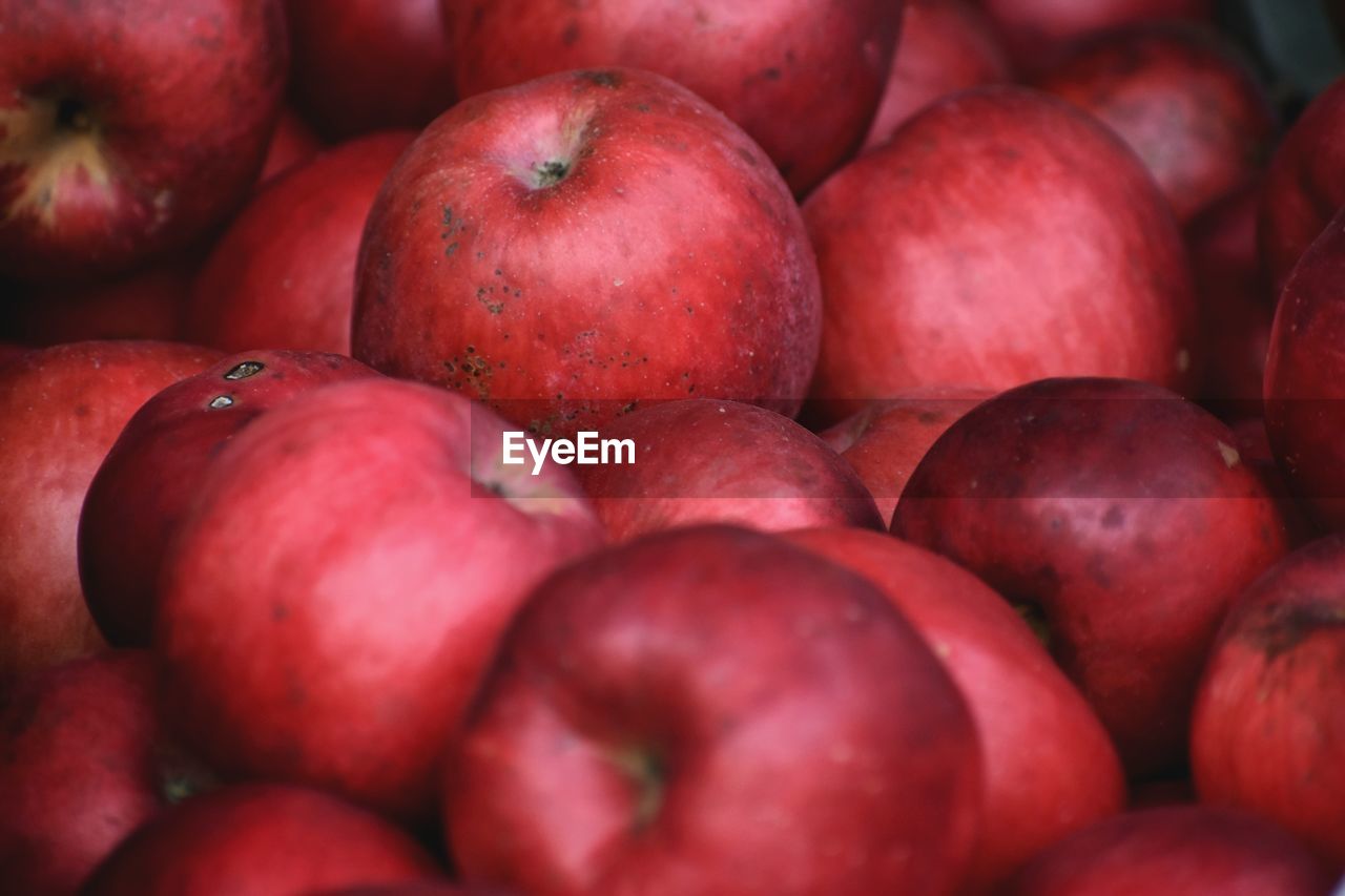 Full frame shot of apples for sale at market stall