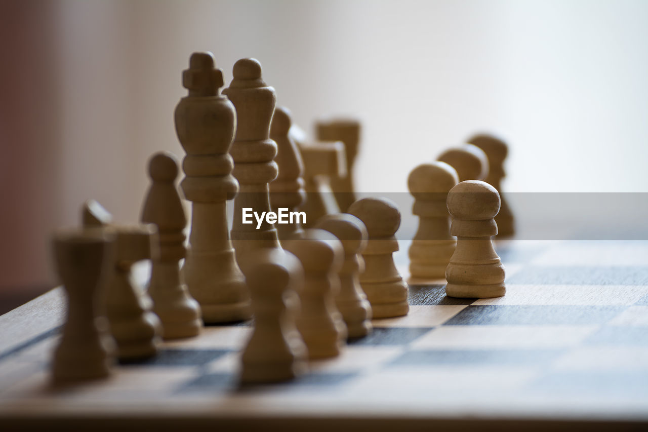 High angle view of chess board