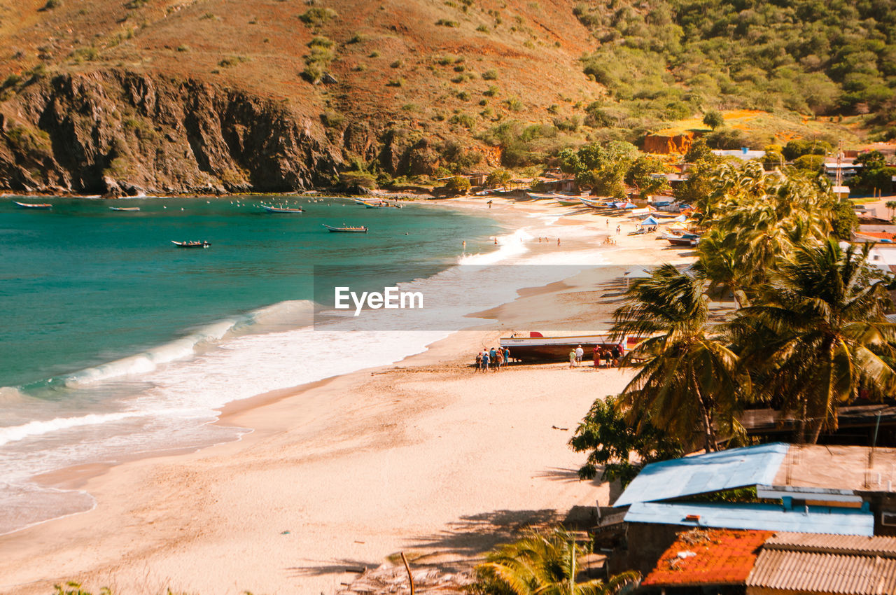 Scenic view of beach against mountain