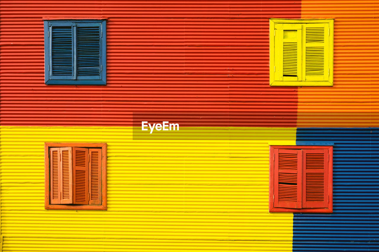 Detail of a colorful house facade in la boca, buenos aires