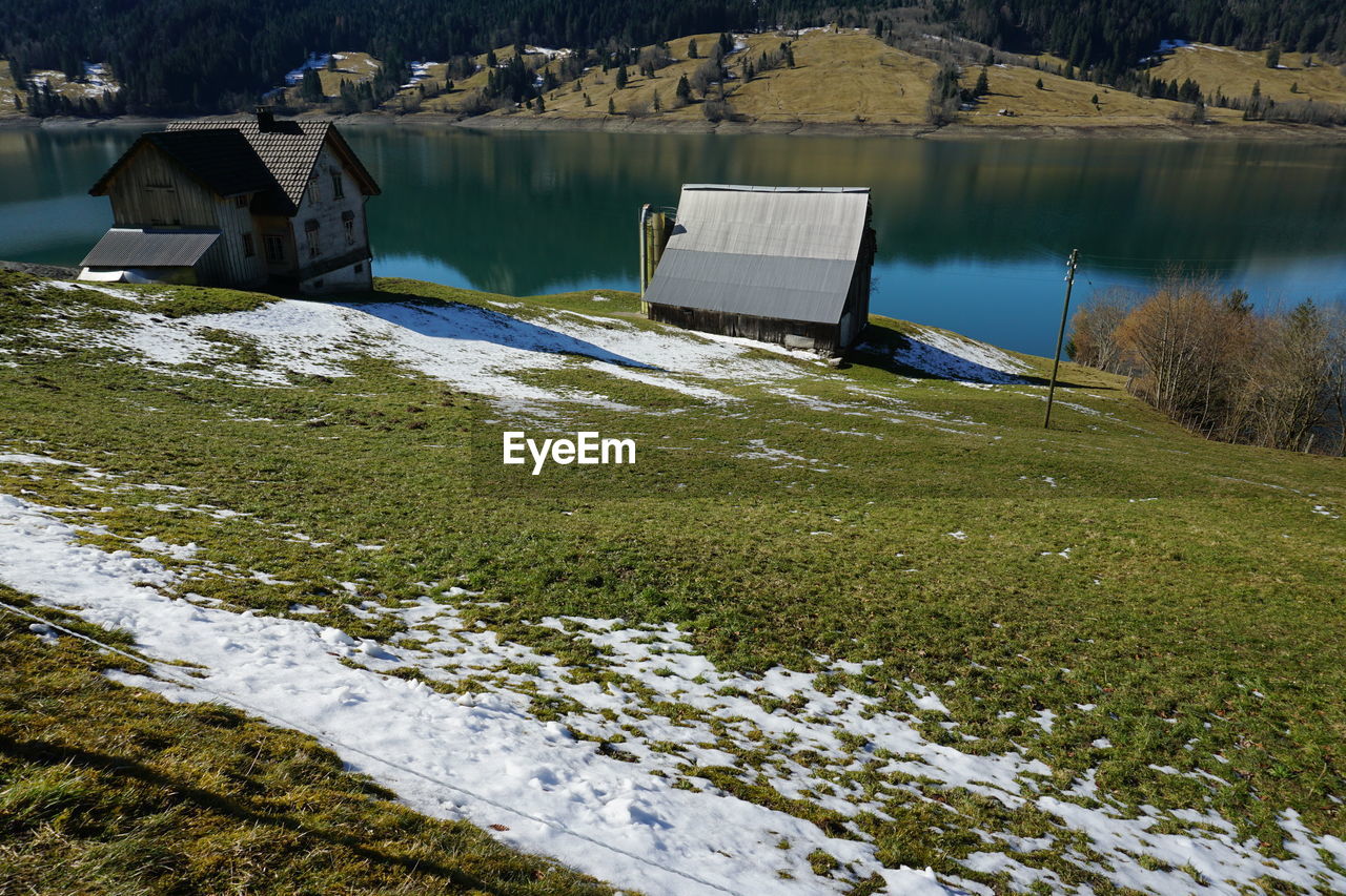 Scenic view of lake during winter