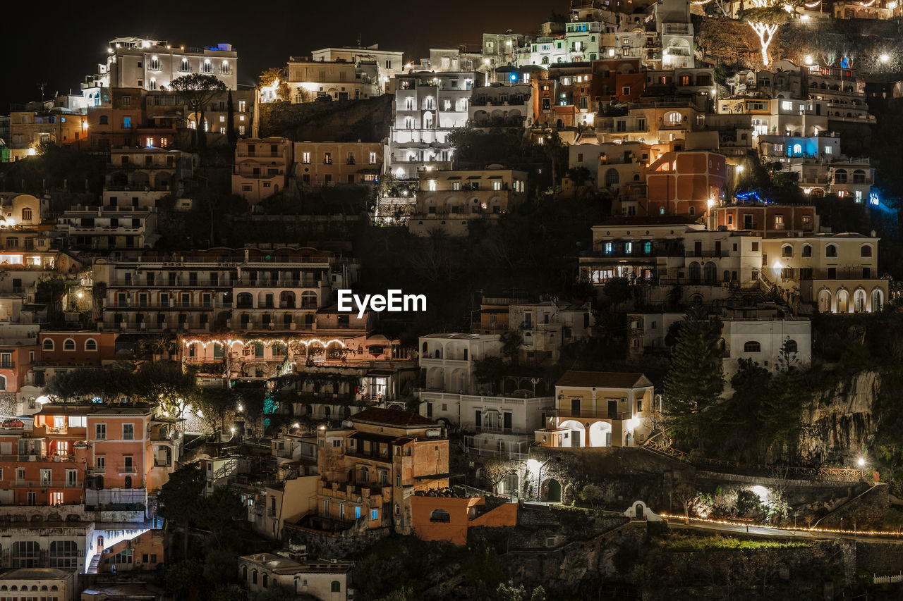 High angle view of buildings in city