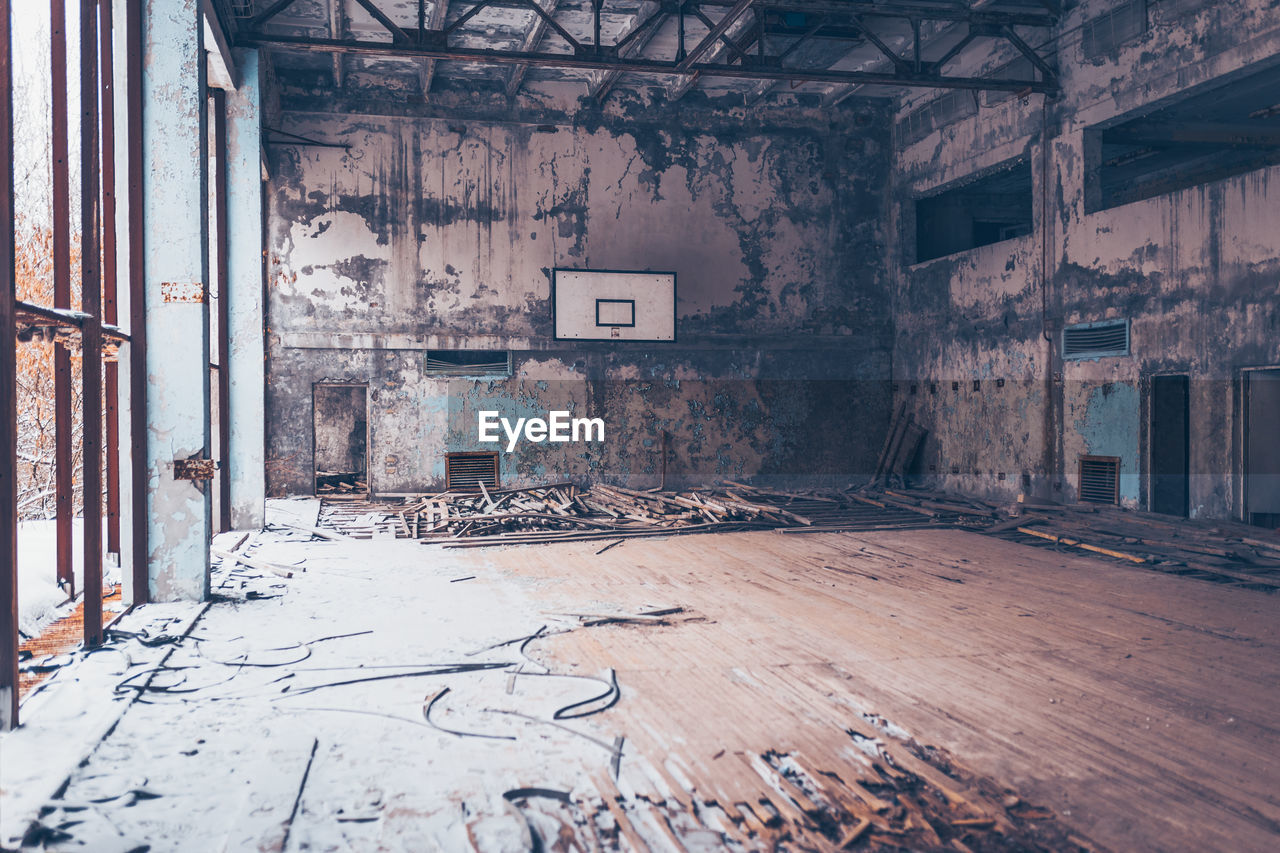 Interior of old abandoned built structure