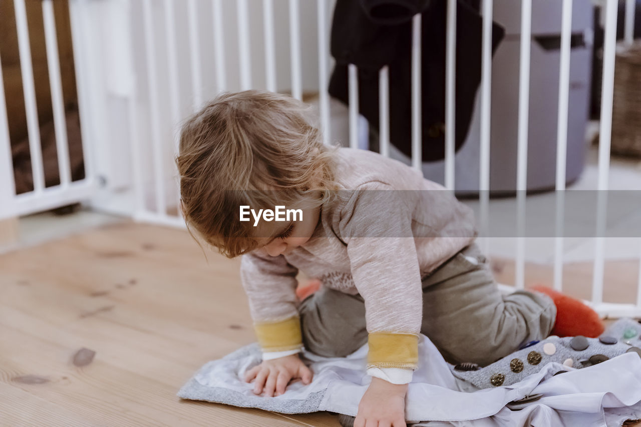 Boy playing at home