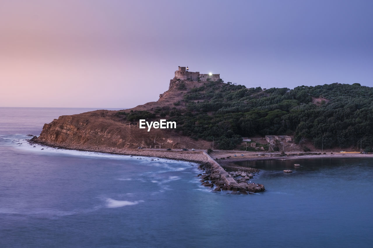 Scenic view of sea against clear sky