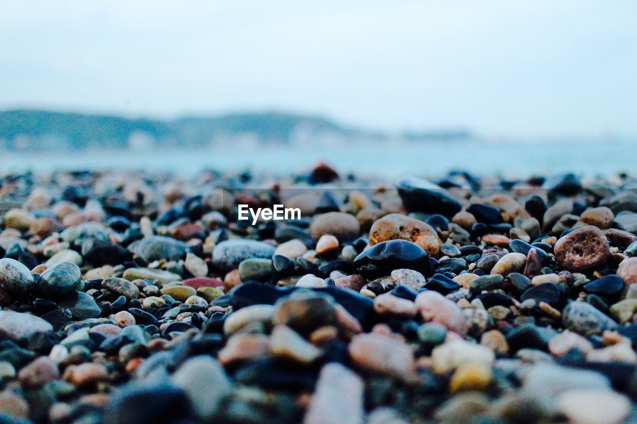 Surface level of pebbles on beach