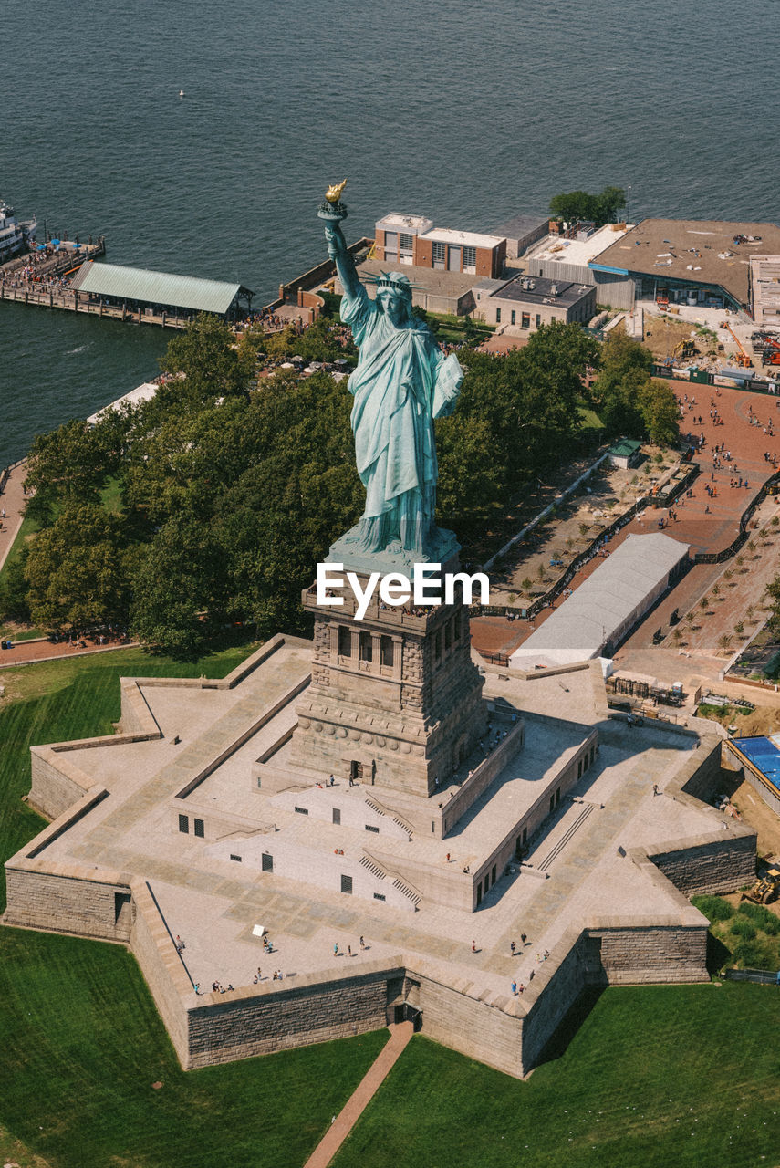 Aerial view of statue of liberty