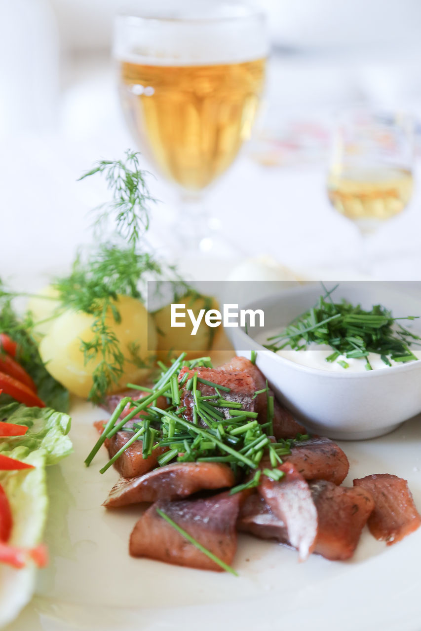 High angle view of food on table