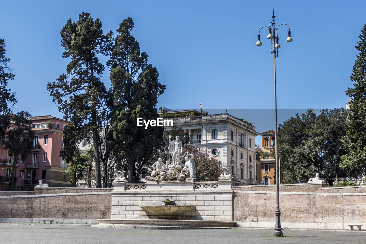 The fountain of neptune in popolo square in rome