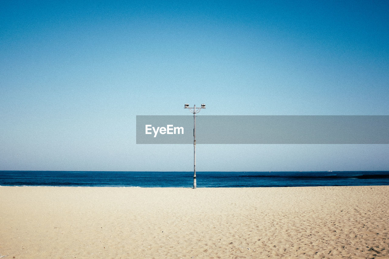 Scenic view of beach against clear sky