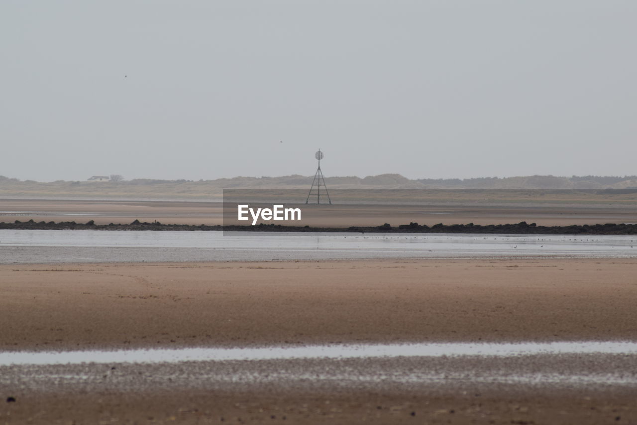 Scenic view of beach against clear sky