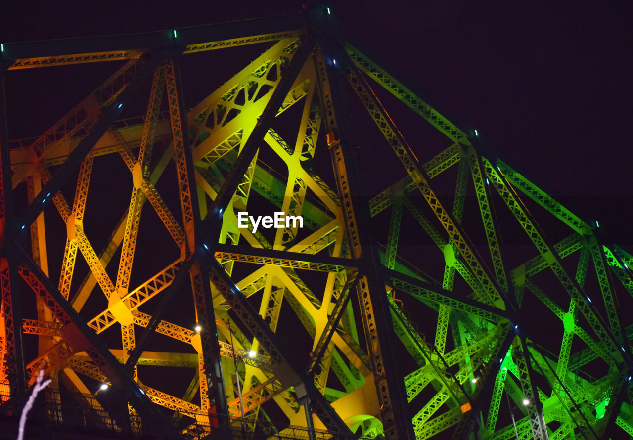 LOW ANGLE VIEW OF ILLUMINATED BRIDGE