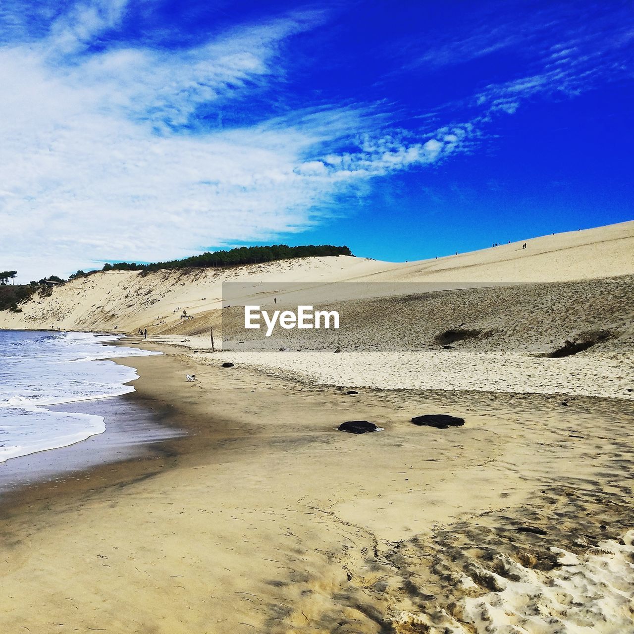 SCENIC VIEW OF SANDY BEACH AGAINST BLUE SKY