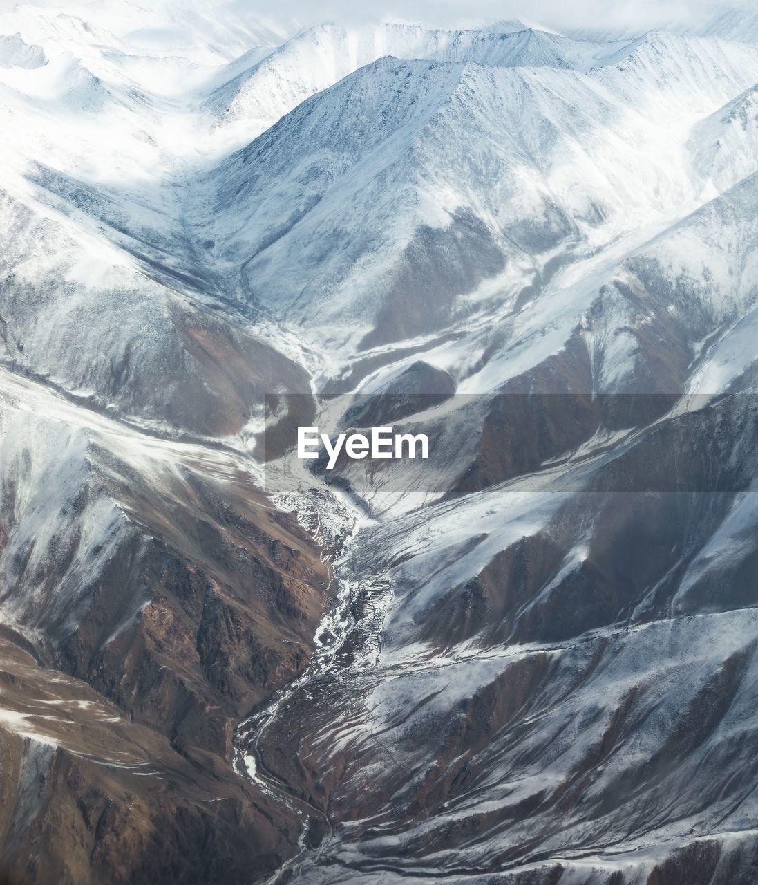 Aerial view of snowcapped mountains