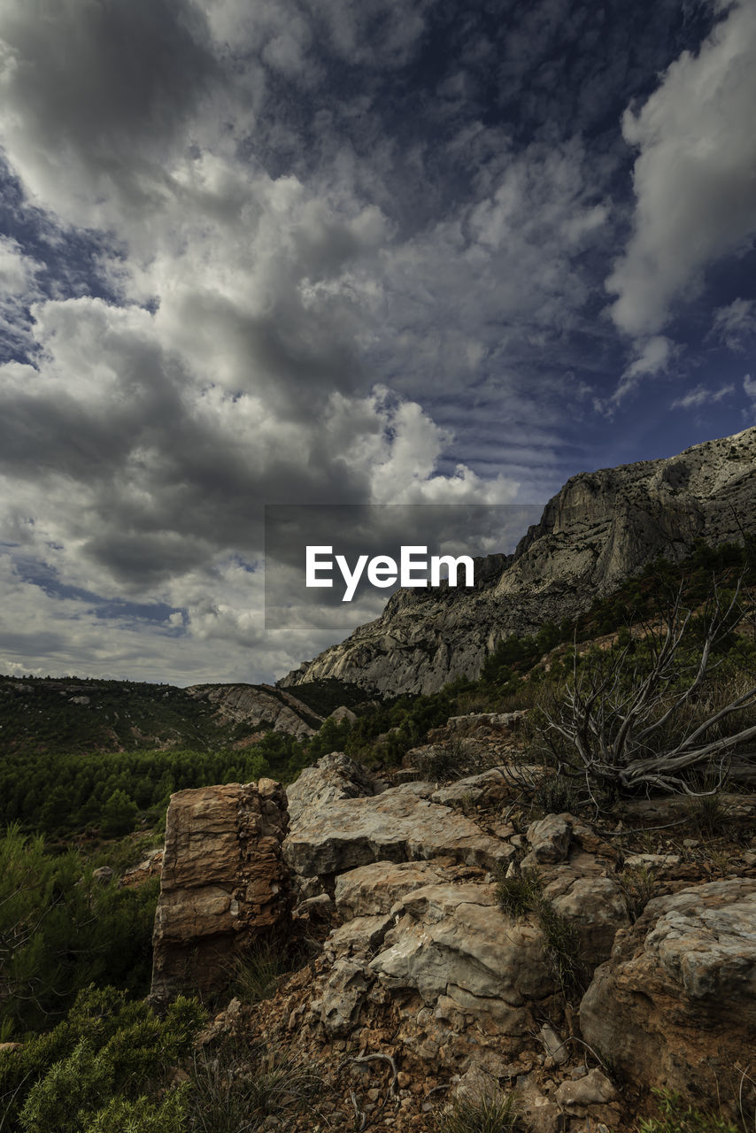 Scenic view of land against sky