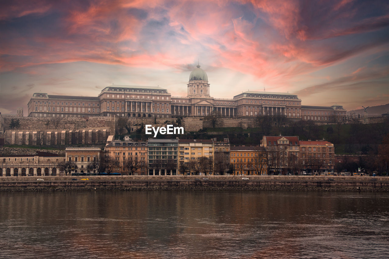 Atmospheric view of budapest, the danube river and buda castle.